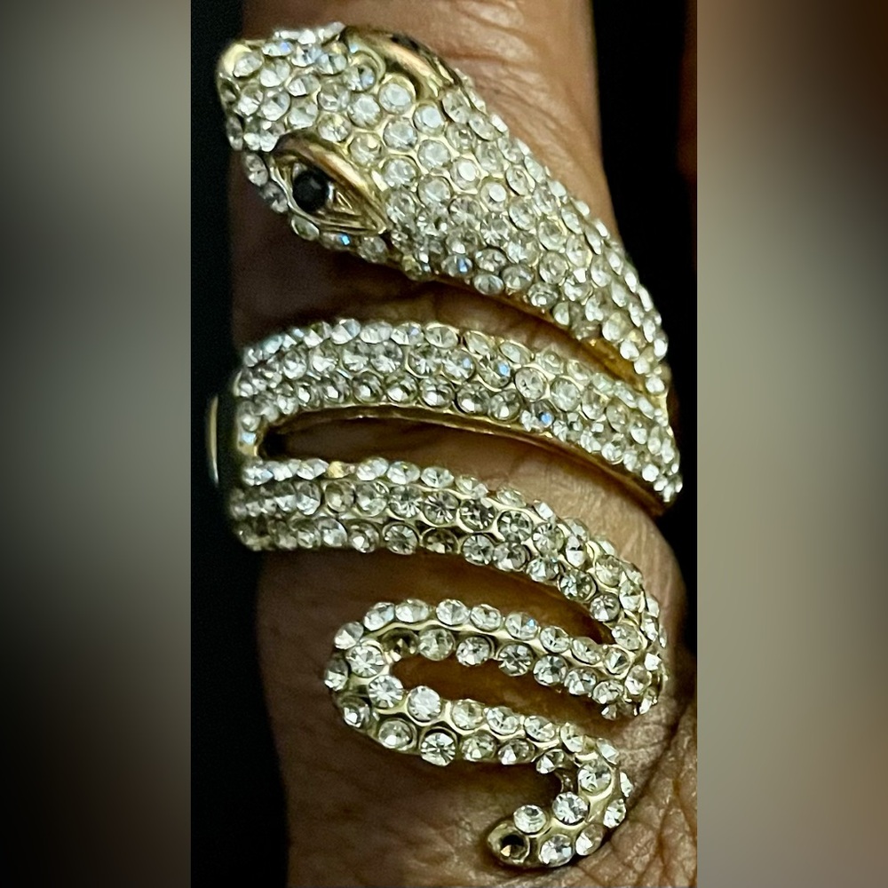 Snake Stretch Statement Ring w/ Rhinestones for Women